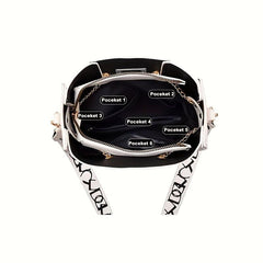 Stylish Drawstring Star Key Decor Shoulder Bag