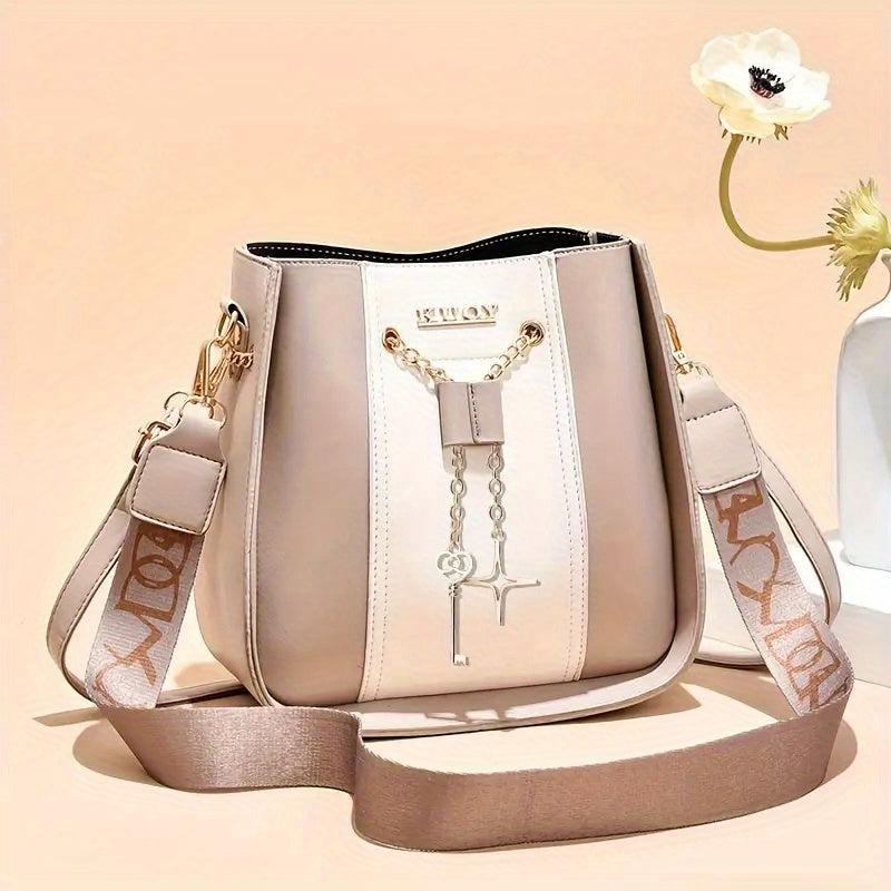 Stylish Drawstring Star Key Decor Shoulder Bag