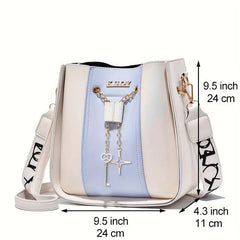 Stylish Drawstring Star Key Decor Shoulder Bag