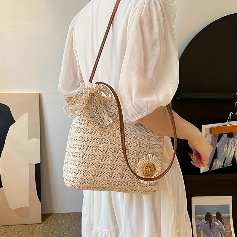 Straw Woven Crossbody Bag Retro Handbag & Hobo Purse for Travel Vacation