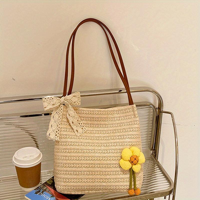 Straw Woven Crossbody Bag Retro Handbag & Hobo Purse for Travel Vacation