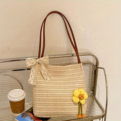 Straw Woven Crossbody Bag Retro Handbag & Hobo Purse for Travel Vacation