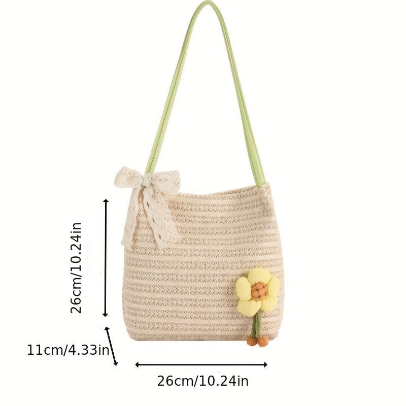 Straw Woven Crossbody Bag Retro Handbag & Hobo Purse for Travel Vacation