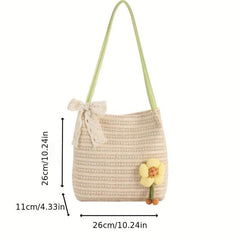 Straw Woven Crossbody Bag Retro Handbag & Hobo Purse for Travel Vacation