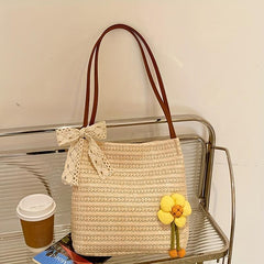 Straw Woven Crossbody Bag Retro Handbag & Hobo Purse for Travel Vacation