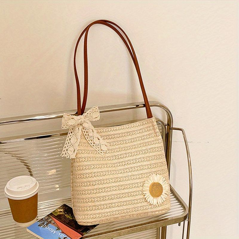 Straw Woven Crossbody Bag Retro Handbag & Hobo Purse for Travel Vacation