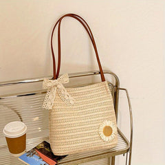 Straw Woven Crossbody Bag Retro Handbag & Hobo Purse for Travel Vacation