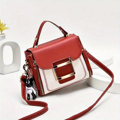 Versatile PU Leather Crossbody Bag Zipper Top Handle Handbag
