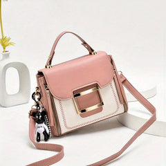 Versatile PU Leather Crossbody Bag Zipper Top Handle Handbag