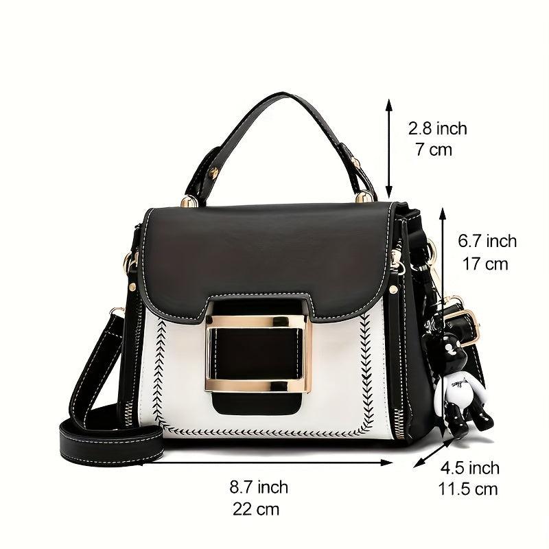 Versatile PU Leather Crossbody Bag Zipper Top Handle Handbag