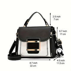 Versatile PU Leather Crossbody Bag Zipper Top Handle Handbag