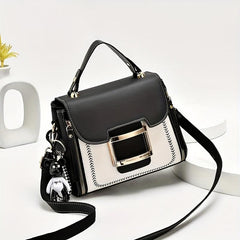 Versatile PU Leather Crossbody Bag Zipper Top Handle Handbag