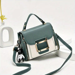 Versatile PU Leather Crossbody Bag Zipper Top Handle Handbag