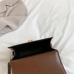 Two Tone Square Shoulder Bag with Buckle Crossbody