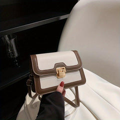 Two Tone Square Shoulder Bag with Buckle Crossbody