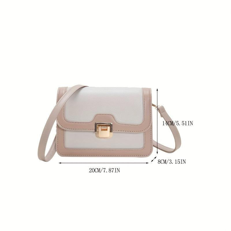 Two Tone Square Shoulder Bag with Buckle Crossbody