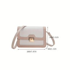 Two Tone Square Shoulder Bag with Buckle Crossbody