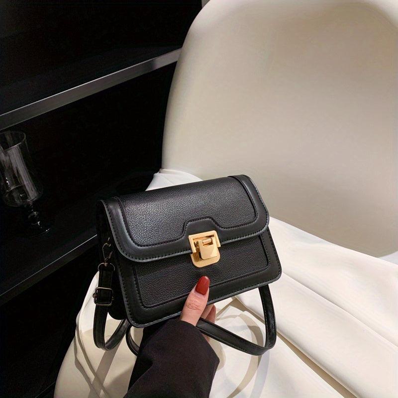 Two Tone Square Shoulder Bag with Buckle Crossbody
