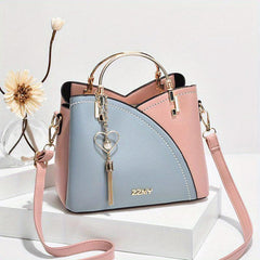 Metal Handle Satchel Crossbody Bag Purse
