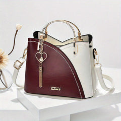 Metal Handle Satchel Crossbody Bag Purse