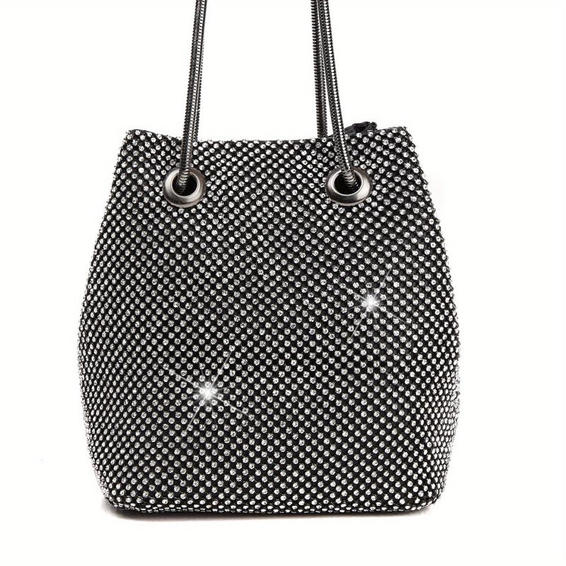 Rhinestone Evening Bag Glitter Dinner Bucket Bag Formal Handbag