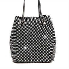 Rhinestone Evening Bag Glitter Dinner Bucket Bag Formal Handbag