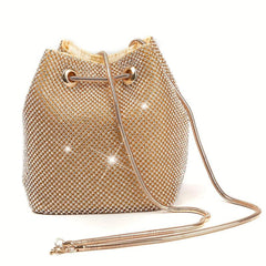 Rhinestone Evening Bag Glitter Dinner Bucket Bag Formal Handbag