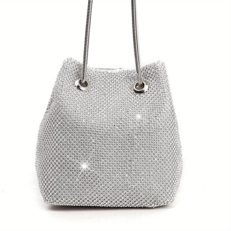 Rhinestone Evening Bag Glitter Dinner Bucket Bag Formal Handbag
