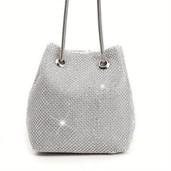 Rhinestone Evening Bag Glitter Dinner Bucket Bag Formal Handbag