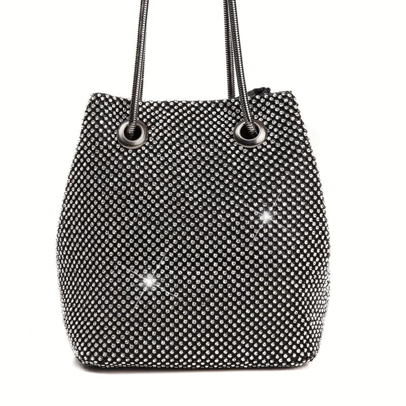 Rhinestone Evening Bag Glitter Dinner Bucket Bag Formal Handbag
