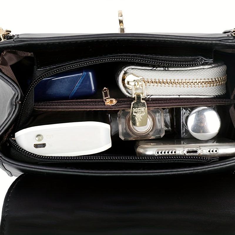 Small Zipper Crossbody Bag Solid Handbag Top Handle Purse
