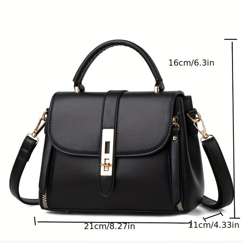 Small Zipper Crossbody Bag Solid Handbag Top Handle Purse