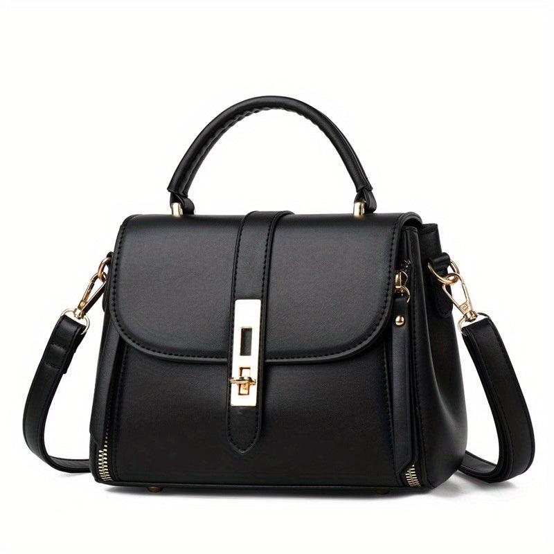 Small Zipper Crossbody Bag Solid Handbag Top Handle Purse