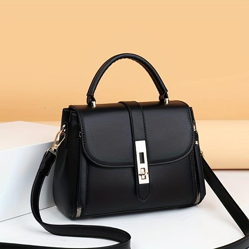 Small Zipper Crossbody Bag Solid Handbag Top Handle Purse