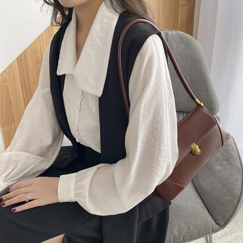 Vintage Flap Shoulder Bag Underarm Purse - Everyday Handbag