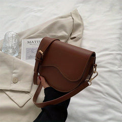 Vintage Crossbody Saddle Bag Retro PU Leather Shoulder Bag Women's Handbag