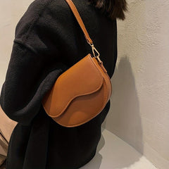 Vintage Crossbody Saddle Bag Retro PU Leather Shoulder Bag Women's Handbag