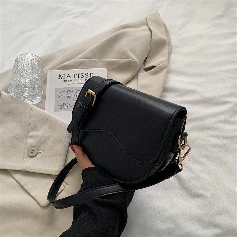Vintage Crossbody Saddle Bag Retro PU Leather Shoulder Bag Women's Handbag