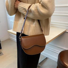 Vintage Crossbody Saddle Bag Retro PU Leather Shoulder Bag Women's Handbag