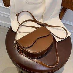 Vintage Crossbody Saddle Bag Retro PU Leather Shoulder Bag Women's Handbag