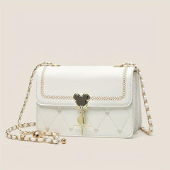 Heart Embroidery Crossbody Bag Metal Decor Square Purse For Women