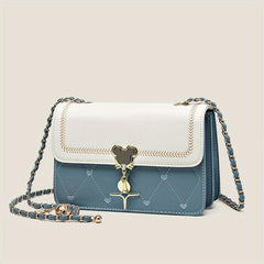 Heart Embroidery Crossbody Bag Metal Decor Square Purse For Women