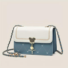 Heart Embroidery Crossbody Bag Metal Decor Square Purse For Women