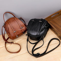 Retro Faux Leather Zipper Crossbody Bag with Adjustable Strap