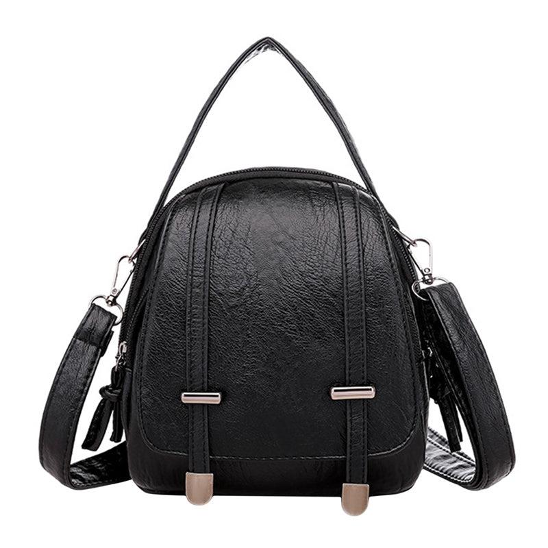 Retro Faux Leather Zipper Crossbody Bag with Adjustable Strap