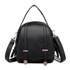 Retro Faux Leather Zipper Crossbody Bag with Adjustable Strap