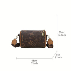 Classic Letter Print Shoulder Bag Vintage Crossbody Bag Women's Zipper Purse