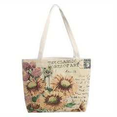 Sunflower Embroidery Shoulder Bag Classic Vintage Storage Bag