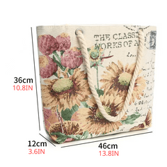 Sunflower Embroidery Shoulder Bag Classic Vintage Storage Bag