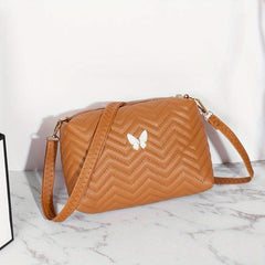 Embossed Butterfly Crossbody Bag PU Leather Textured Bag
